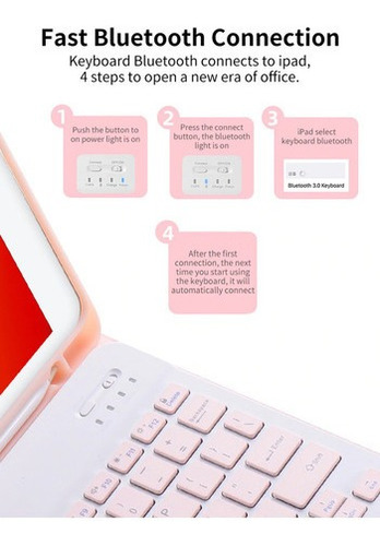 Funda Con Teclado Para 8% iPad 7 (10,2 Polos)