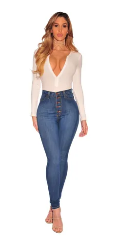 Jeans Talla Grande Mujer Jeans Ajustados Sexy Cintura Alta