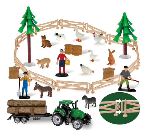 Granja De Juguete Con Granjeros Tractores Animales 94 Color Multicolor