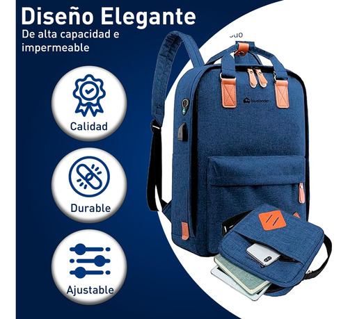 2 Mochilas Escolar Para Laptop Antirrobo 3 Piezas Casual