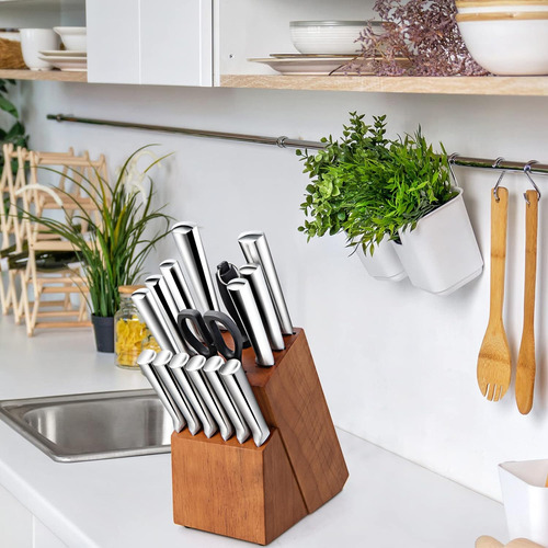 Juego De Cuchillos De Cocina, Con Bloque, Afilador Y Tijeras