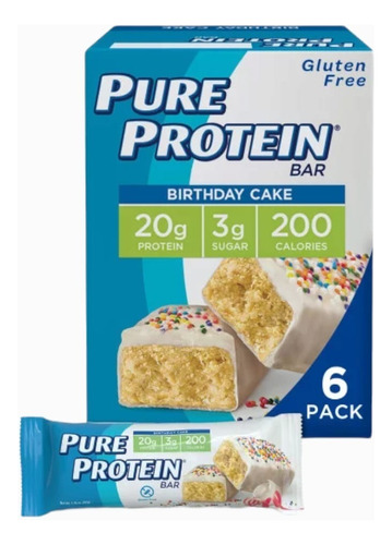 Box Pure Protein Bar - 6 Barras - Chocolate Peanut Butter Sabor Birthday Cake