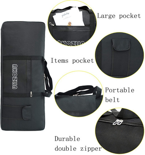 Akozlin Funda Acolchada Portátil Para Teclado De 61 Teclas Color Negro