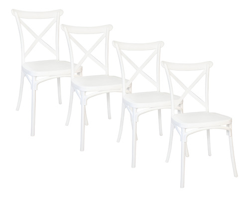 Kit 4 Cadeiras Katrina Polipropileno Classica Sala De Jantar Estrutura Da Cadeira Branco Assento Branco