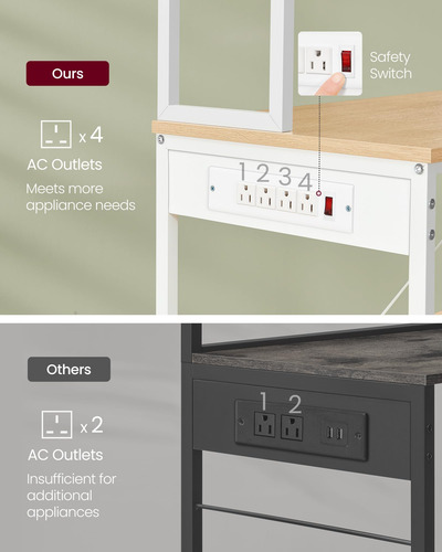 Estante Para Cocina Con Toma De Corriente Y 6 Niveles