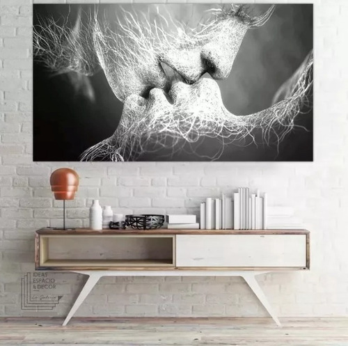 Cuadro Decorativo Moderno Minimalista Beso Abstracto Canvas