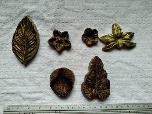 6 Molde De Bronze Antigo P/ Flores Com 1104 Gramas Cod 4195