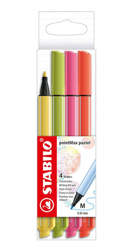 Marcador Stabilo Point Max Pastel X4 