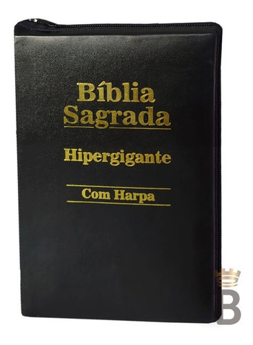Biblia Sagrada Letra Hipergigante Zíper Preta C/ Harpa Cristã De João Ferreira De Almeida Vol. Único Editora Cpp Capa Dura Em Português 2021
