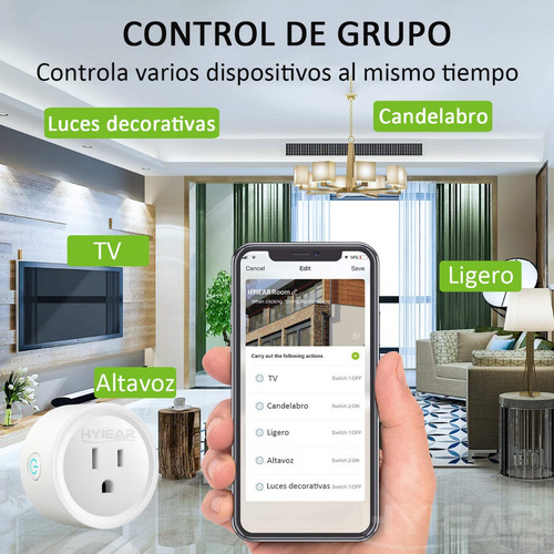 Imagen 7 de 10 de Hyiear Wifi Enchufe Inteligente Contactos, Con Alexa,google