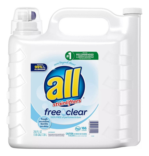 All Liquido Detergente Free Clear Sensitive Skin 166 Loads