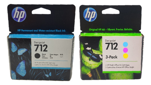 Kit Com 12 Cartuchos 712 De Cada Cor Hp C/ Preto 38ml T250