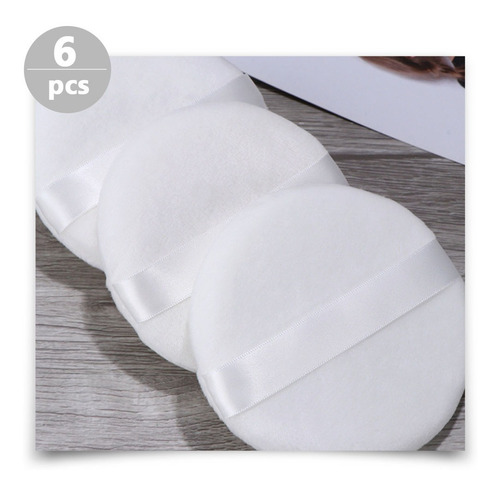 Almohadillas De Talco Velour Powder Puff, 6 Unidades, Miss T