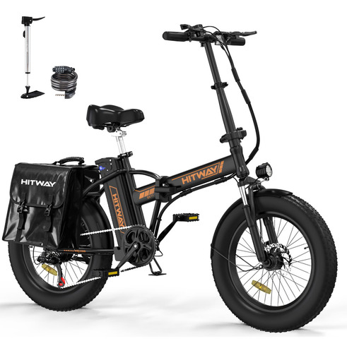 Hitway Bicicleta Eléctrica Plegable 20 X 4.0 Pulgada Fat Tire 750w Motor 48v/15ah Batería 7-velocidades