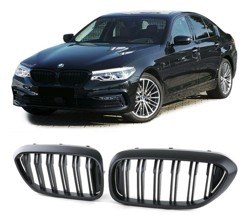 Rejilla De Doble Línea Negra Mate Para Bmw Serie 5 G30 G38