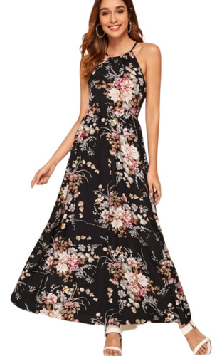  Vestido  Halter  Floral De Espalda Cruzada Envio Gratis