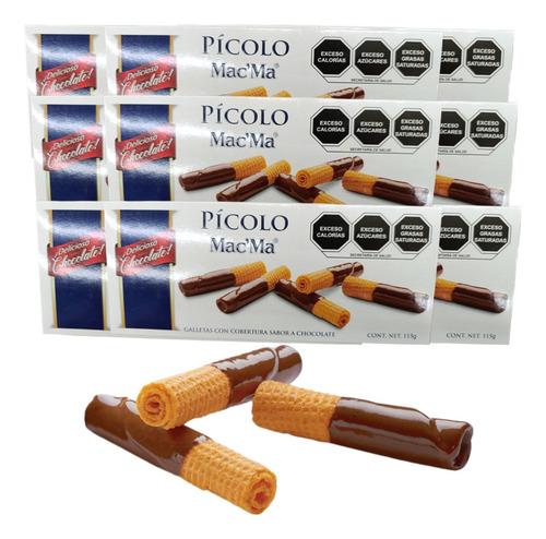 Pícolo Barquillo 12 De 115g C/u Cobertura Chocolate Mac Ma