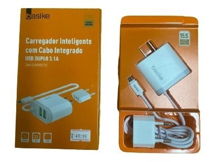 Imagem 3 de 5 de Carregador De Parede Inteligente Usb Duplo 3.1a V8 Basike