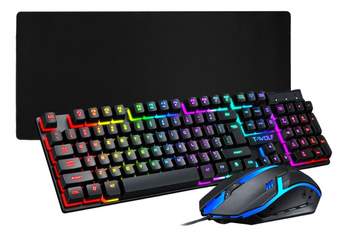 Kit Gamer Teclado E Mouse Mouse Pad Gamer Semi Mecanico Rgb