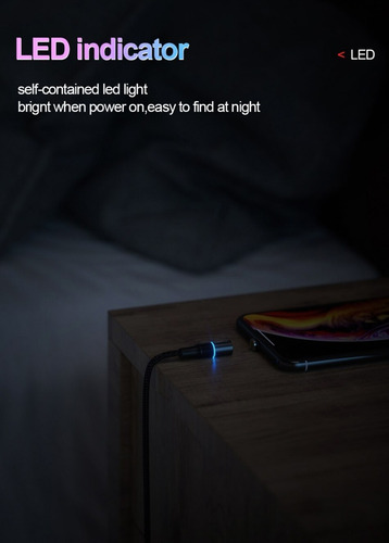 Imagem 5 de 5 de Cabo Magnético Carregador Micro Usb Tipo C Lightining 2 Metr