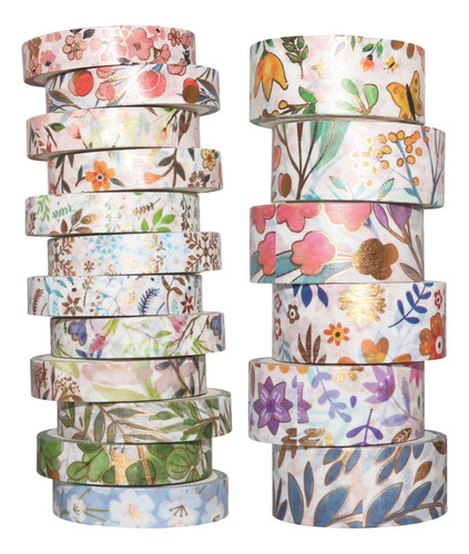 20x Floral Oro Washi Tape Set Masking Tape Decorativo Para
