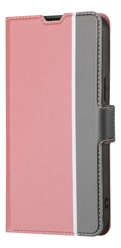 Funda De Piel Con Textura De Sarga Rosa Para Tcl 40r 5g