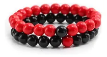 Comprar X2 Pulseras Unisex Piedras Naturales Howlita Rojo Onix Negro