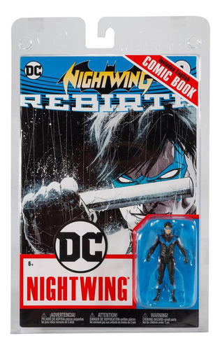 Figura De Acción Mcfarlane Nightwing Dc Rebirth 3' Con Cómic