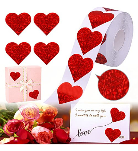 Pegatinas De Corazones Rojos Brillantes San Valentín