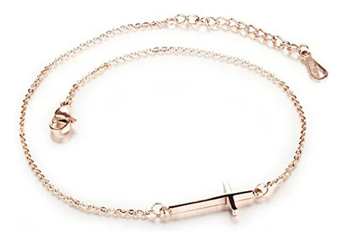 Pulsera De Tobillo De Cruz De Acero Inoxidable Clásica