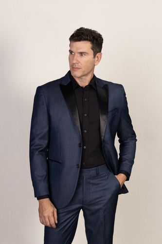 Terno Slim Fit Masculino Lapela De Cetim Clássico Italiano