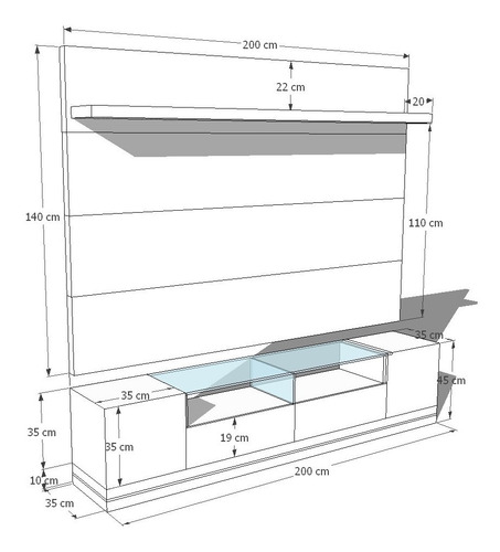 Imagen 2 de 5 de Mueble Tv Con Panel Oculta Cable Ref: Livo 4.0 Lacado