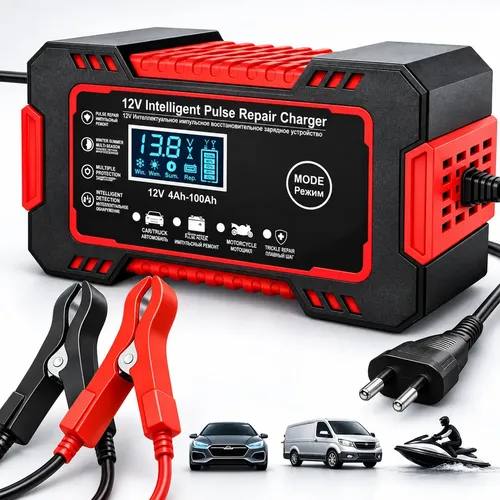 Carregador Inteligente De Bateria Automotiva 12v 6a Bivolt Recupera Baterias 4ah A 100ah Todos Veículos Moto Carro Caminhão Barco Woosh