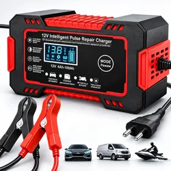 Carregador Inteligente De Bateria Automotiva 12v 6a Bivolt Recupera Baterias 4ah A 100ah Todos Veículos Moto Carro Caminhão Barco Woosh - R$ 39,39