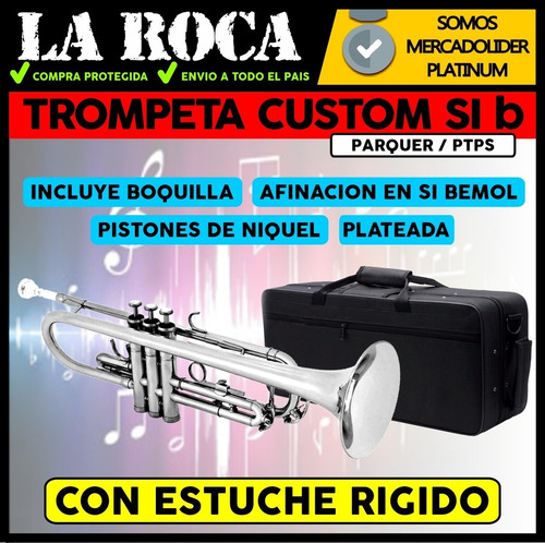 Imagen 3 de 10 de Trompeta Parquer Ptps Con Estuche Rigido - La Roca