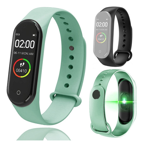 Reloj Smart Watch Smartband M4 New Con Oximetro + 2 Mallas Color De La Malla Malla Negra + Malla Azul Color De La Caja Caja Negra