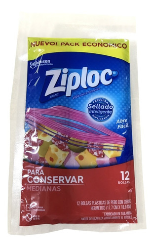 Ziploc Bolsa Freezer Conserva Alimentos Mediana 12un Pack X2