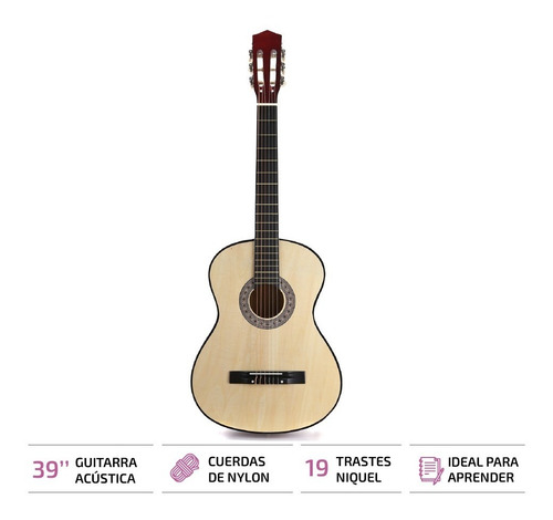 Imagen 2 de 8 de Guitarra Criolla Clasica Nuevas Calidad Con Funda Pua Manual