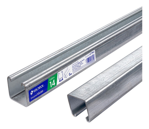 2 Perfiles Unicanal Volteck Pu-144s 1.5m Calibre 14 4x4cm
