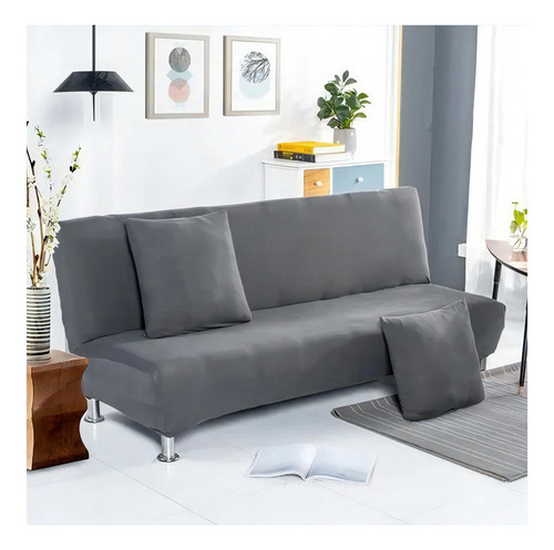 Funda De Sofá Cama Sin Brazos, Funda Elástica Para Futón Color Gris 120-155cm ,Tamaño S