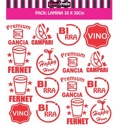 Etiquetas - Calcos - Stickers  Identificadores Tragos Vinilo