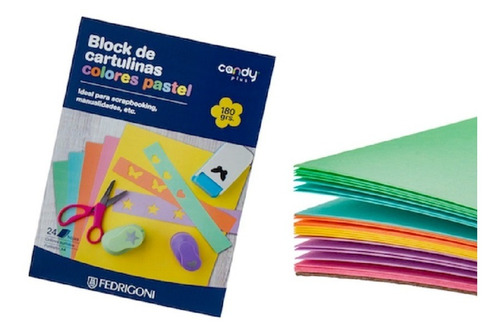 Block 24 Hojas A4 Cartulinas Pastel 180gr 6 Col Surtidos