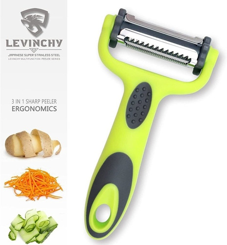 Pelador Legumbres Hoja Giratoria De Acero Inoxidable 3 En 1,