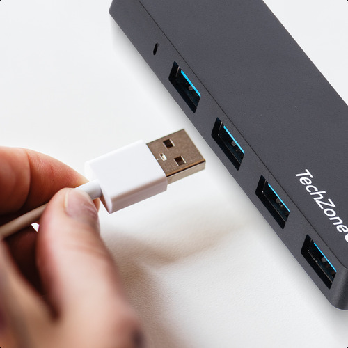 Hub Usb Tipo C Con 4 Puertos Usb 3.0 De Alta Velocidad Color Negro