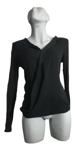 Blusa Mujer Dama Ann Taylor Negra Manga Larga Negra S Olanes