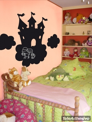 Lousa Adesivo Castelo M2 Parede Quarto Decoração Nuvens Nuve