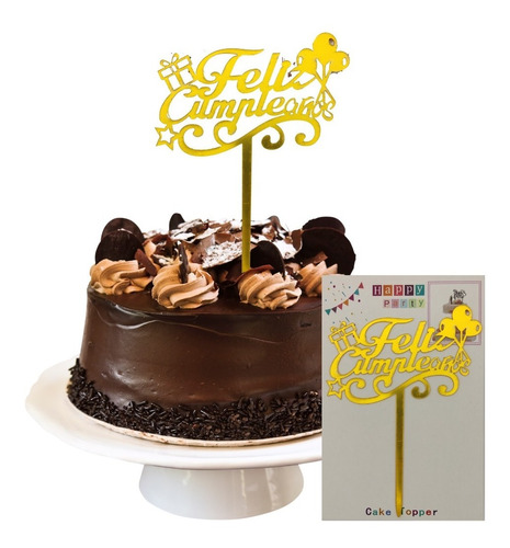 Cake Topper Acrílico Feliz Cumpleaños Dorado Modelo Surtidos