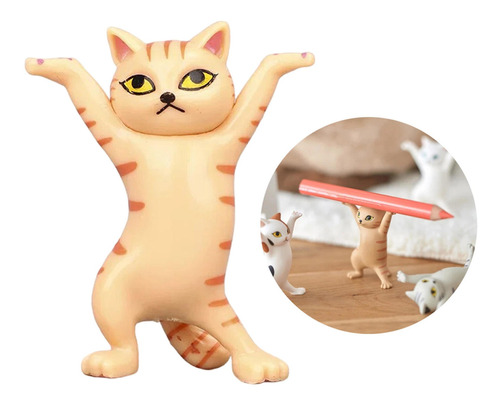 3x Dancing Cat Portalápices Kitty Figurines Animal Gift 