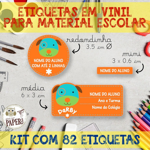 Imagem 2 de 10 de Kit Com 82 Etiquetas Escolares Em Vinil - Skip Hop =)