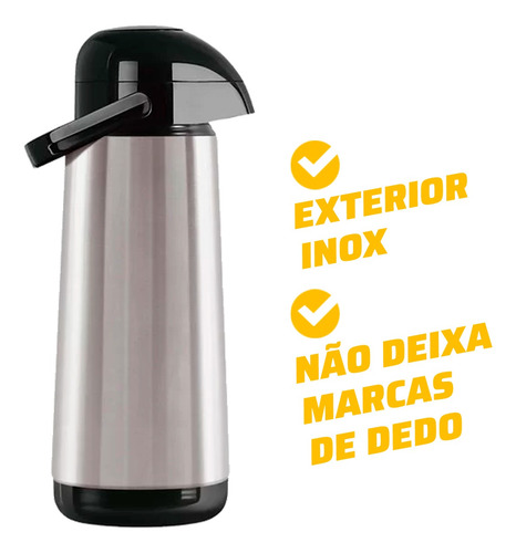 Imagem 2 de 5 de Garrafa Térmica Inox Lúmina 1l Bomba De Pressão Termolar